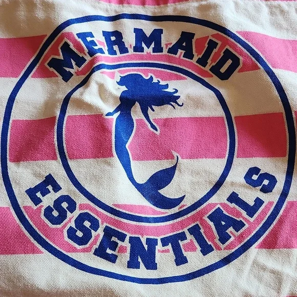 Beach Bag Pink and Cream Striped Tote Canvas Bag - Picture 6 of 8